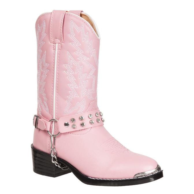 BT568 Children's Girls Pink Rhinestone Western Cowboy Boot